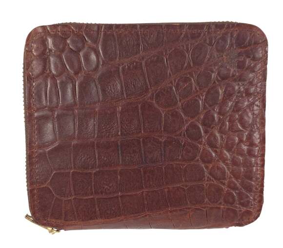 Mulberry Handbags - Vintage 90s Mulberry Congo Zip Wallet Womens Brown Croc Embossed